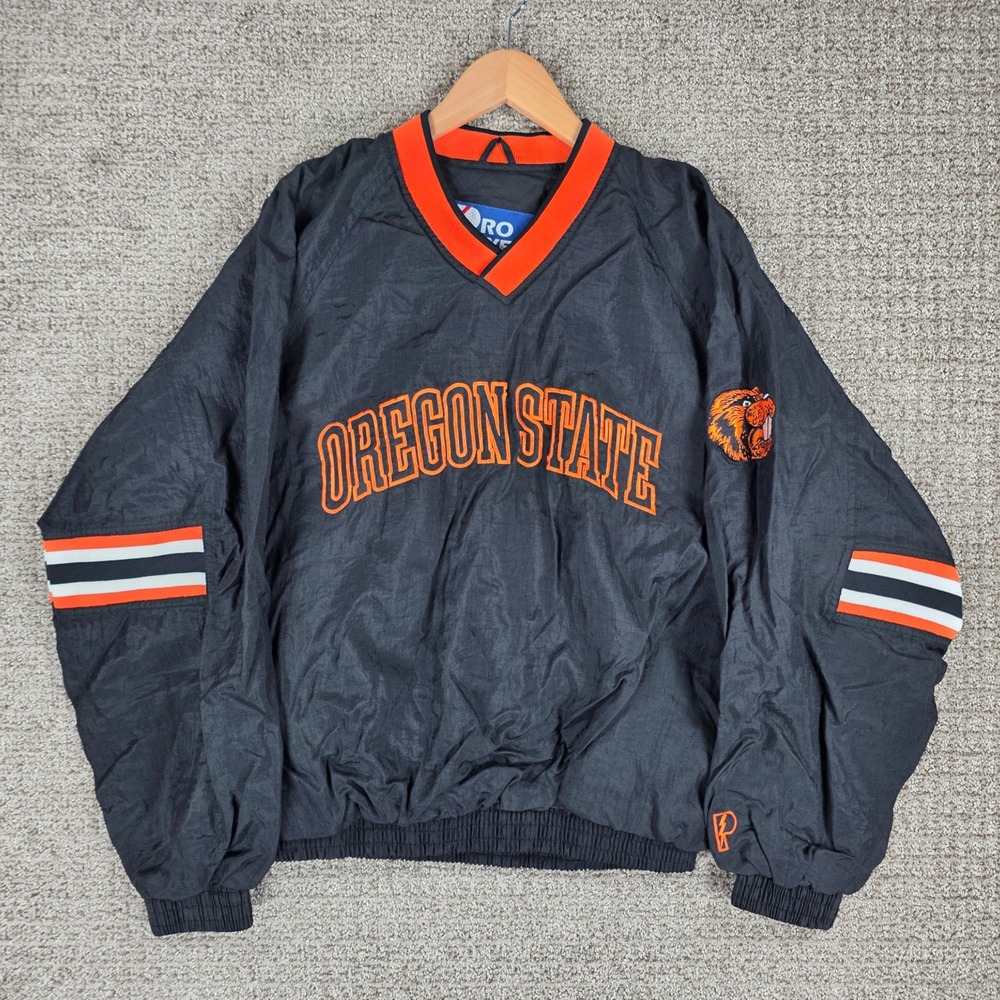 RARE Vintage Pro Layer Oregon State Beavers Windbreaker Pullover Mens S Black